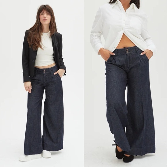 NEW-Danbury Mint Dark Blue Flare & Wide Leg Jeans - Picture 11 of 14